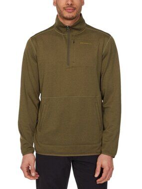 Merrell Men's Quarter Zip Grid Fleece Sweater, Green, Size XL